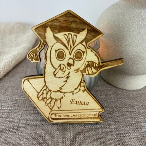 магнит бухал -подарък за ученици