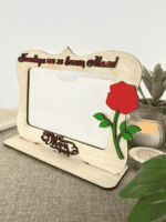 026032 -Дървена рамка за снимка „Благодаря ти за всичко!“ – Подарък за 8 март с роза