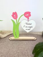 Дървено лале със сърце – подарък за 8 март